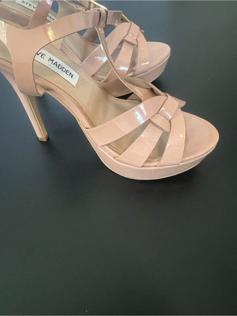 Steve Madden Nude Pink Patent Strappy Platform Heels 6.5